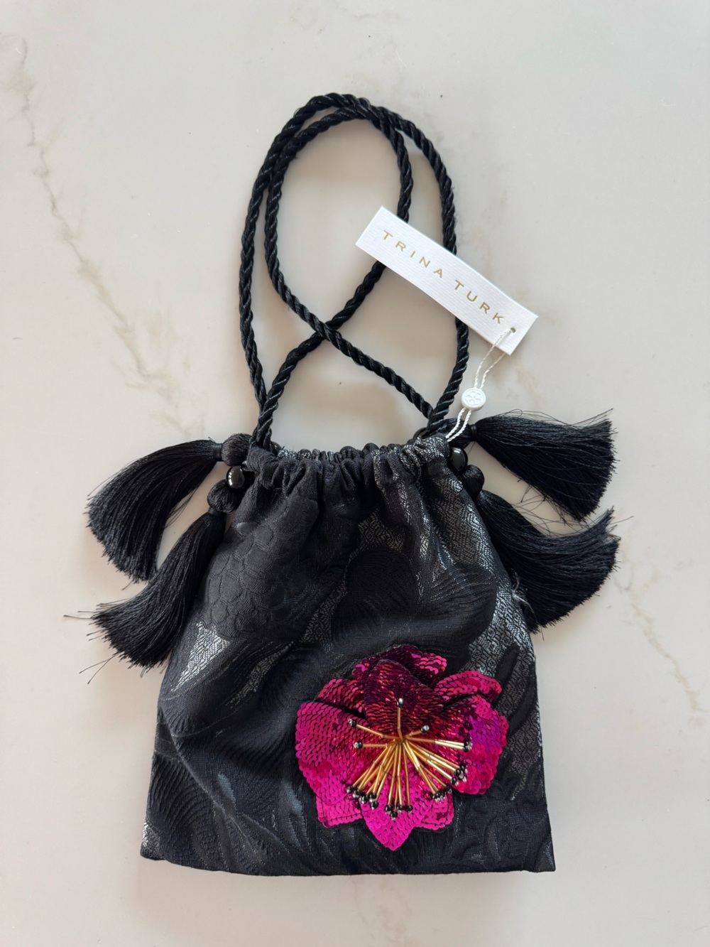 Trina Turk Hibiscus Tassel Pouch Mini Purse